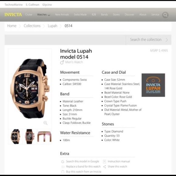 Invicta Lupah 14k Rose Gold ( Swiss Movement ) - Picture 3 of 3